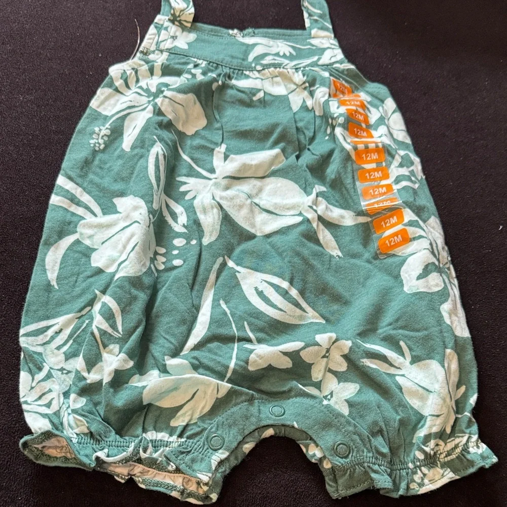 Floral Green Baby Romper